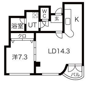 ニュークレス(1LDK/2階)の間取り写真