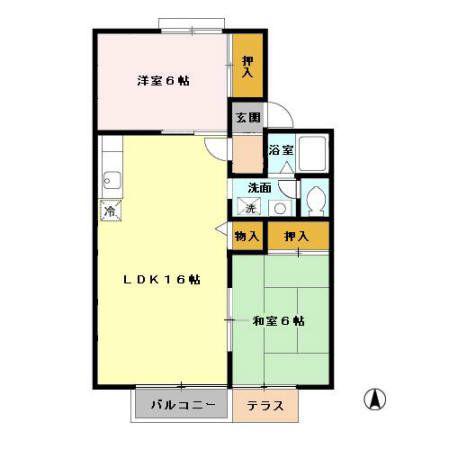 アビタシオン(2LDK/1階)の間取り写真