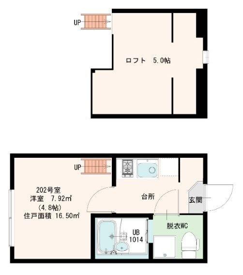 MAISONS DU GRACE(1K/2階)の間取り写真