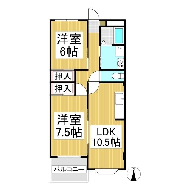 リバティーコート(2LDK/3階)の間取り写真