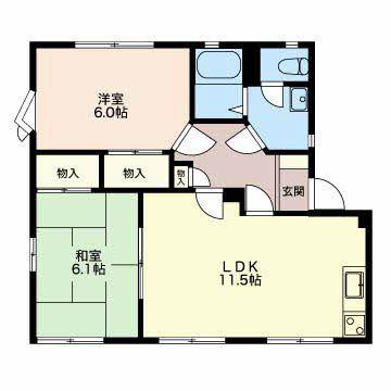 クレストアベニューC(2LDK/1階)の間取り写真