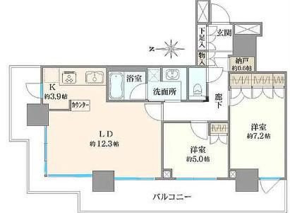 ベイクレストタワー(2LDK/30階)の間取り写真