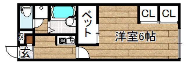 ピア高槻(1K/2階)の間取り写真