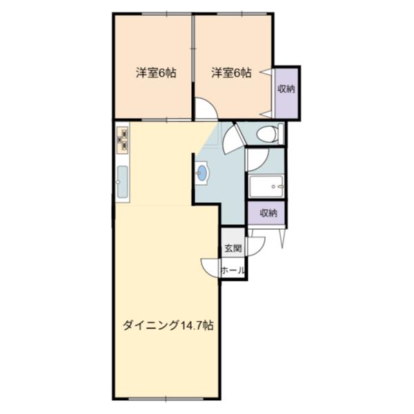 ヒノキ豊栄A(2LDK/1階)の間取り写真