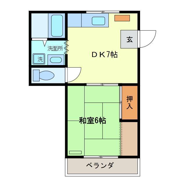 セイシェル(1DK/2階)の間取り写真