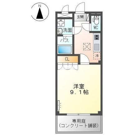 オレンジビレッジ(1K/1階)の間取り写真