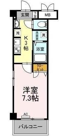 グランドパレス(1K/2階)の間取り写真