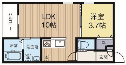THE URBAN南万代町(1LDK/1階)の間取り写真