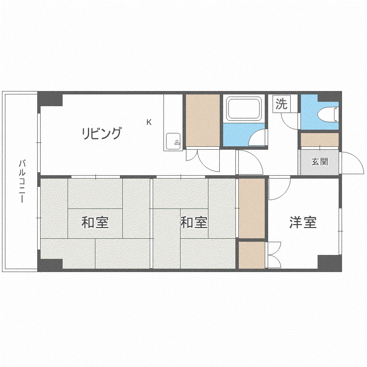 セントラルコーポ22(3DK/2階)の間取り写真