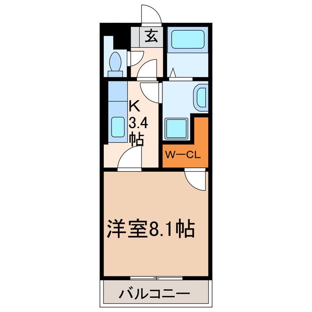コンドミニアム柏原F(1K/3階)の間取り写真
