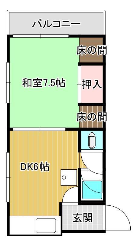 ベンステーション1(1DK/2階)の間取り写真