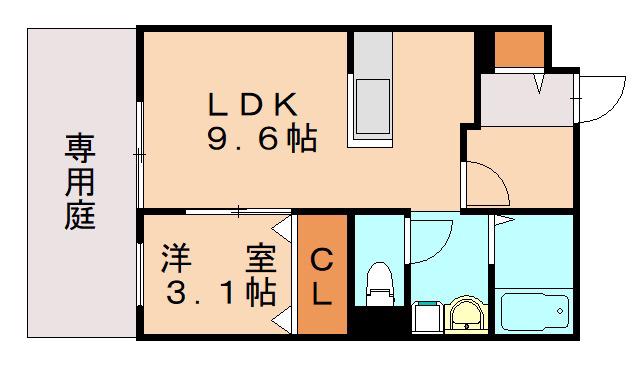 グランメゾン上牟田(1LDK/1階)の間取り写真