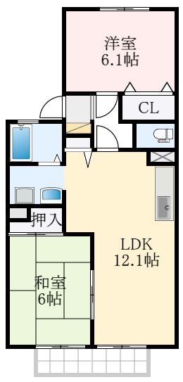 グリーンベル(2LDK/1階)の間取り写真