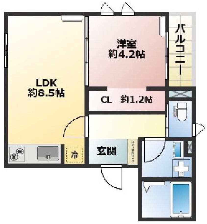 ARTS フジミダイ(1LDK/4階)の間取り写真