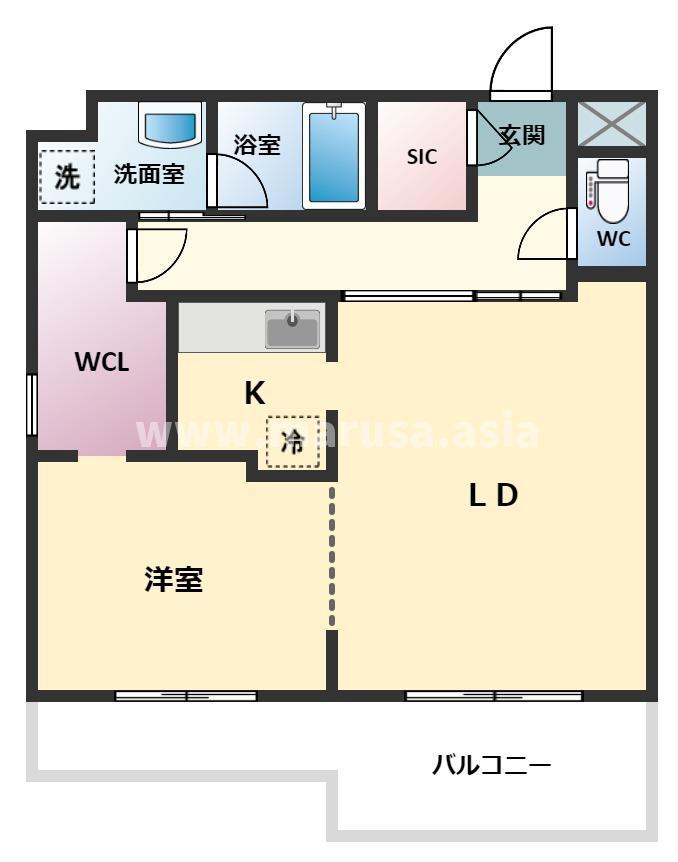 AINA公園通(1SLDK/8階)の間取り写真