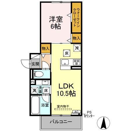RAUM Y(1LDK/1階)の間取り写真
