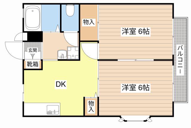 アメニティハイツB棟(2DK/2階)の間取り写真