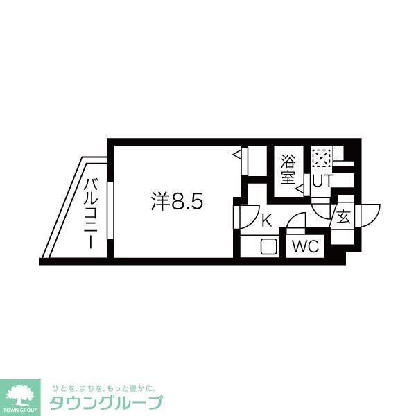 ルネサンスコート祐天寺(1K/2階)の間取り写真