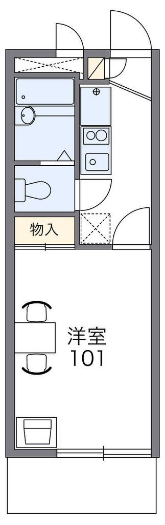 レオパレスツインハイツB(1K/1階)の間取り写真