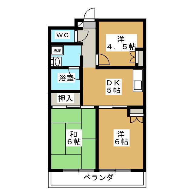 マンション・カネイ(3DK/2階)の間取り写真
