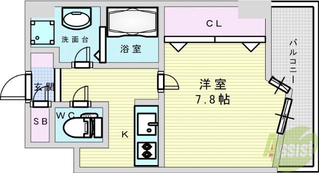 DOLCE VITA Ⅰ(1K/10階)の間取り写真