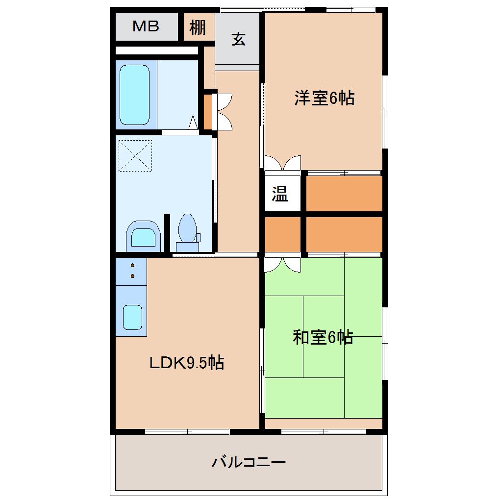 シルバーハイム増坪(2LDK/1階)の間取り写真