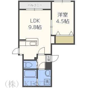 ラグゼ山の手(1LDK/1階)の間取り写真