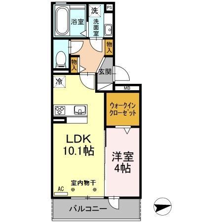 D-ROOMサン(1LDK/3階)の間取り写真