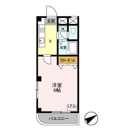 メゾンフローラ市川(1K/4階)の間取り写真
