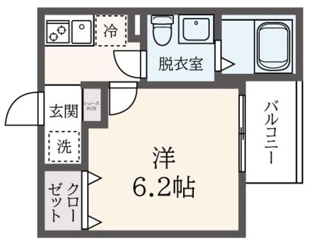フルーヴテラス(1K/1階)の間取り写真