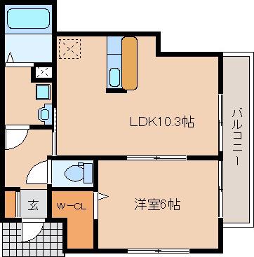 レイウッド蒲町・2(1LDK/1階)の間取り写真