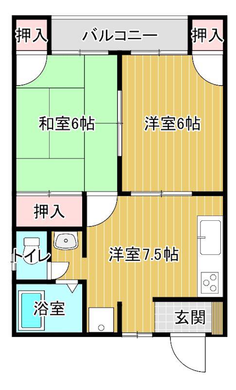 アーバン余戸(2DK/2階)の間取り写真