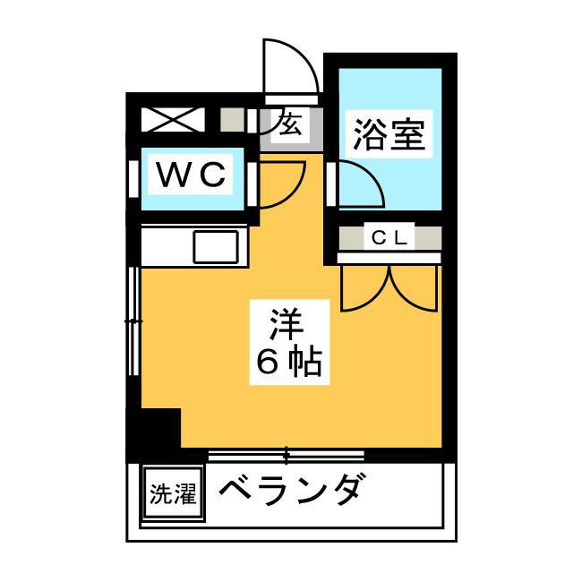 竹ハイム(ワンルーム/2階)の間取り写真
