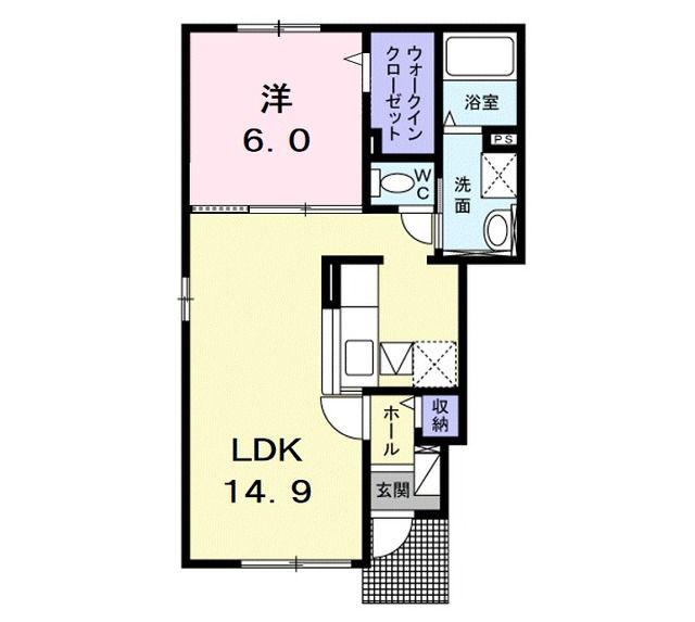 コンフォートV B(1LDK/1階)の間取り写真
