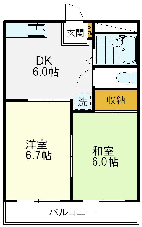 グルメランビル(2DK/2階)の間取り写真