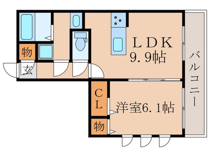 フローラ城南(1LDK/2階)の間取り写真