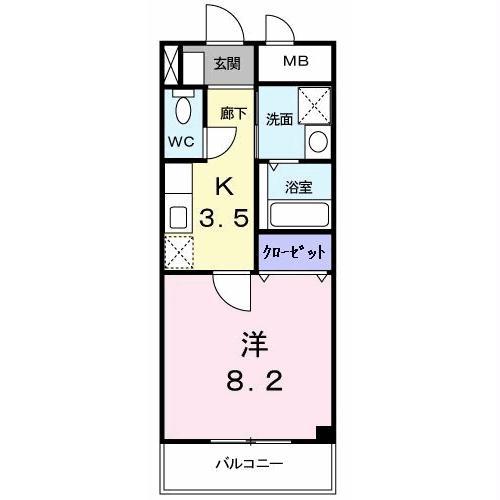 スタディオ・フラット田島(1K/3階)の間取り写真