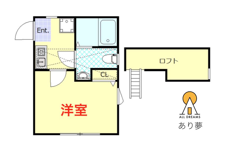 ラフィール大口(1K/2階)の間取り写真