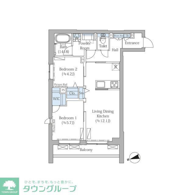 ザ・プレイス中野桃園(2LDK/2階)の間取り写真