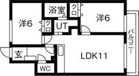 パストラル麻生東A棟(2LDK/3階)の間取り写真