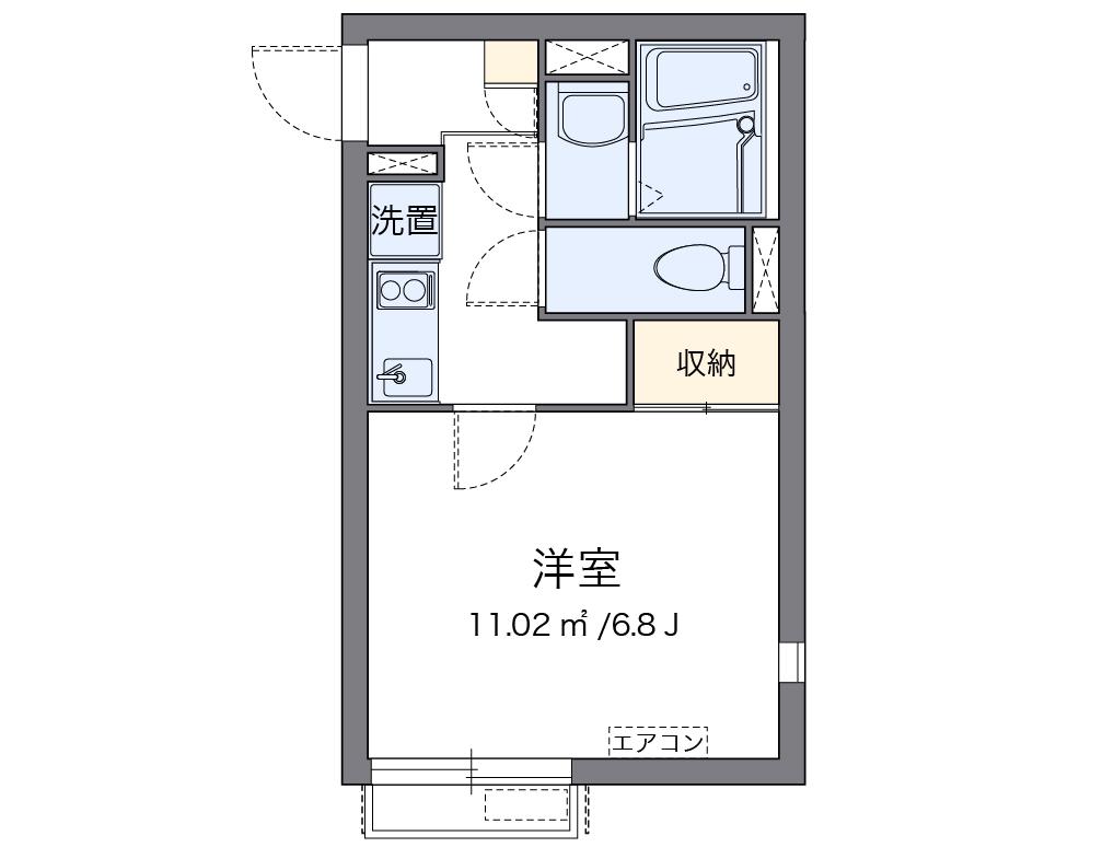 クレイノレモンバーム(1K/2階)の間取り写真