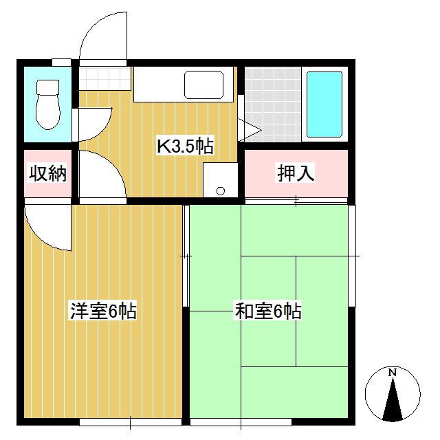 サンパレス本原(2K/1階)の間取り写真