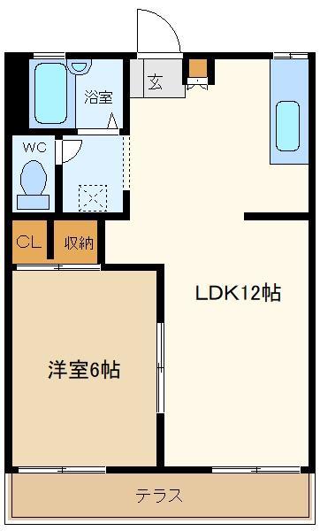 メゾンウエハラ(1LDK/1階)の間取り写真