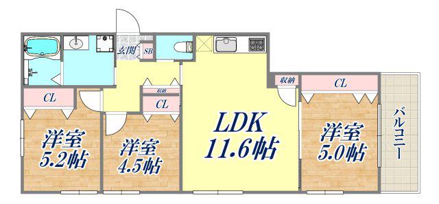 EG-11(3LDK/1階)の間取り写真