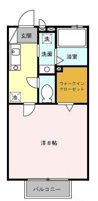 エターナル・ヒル(1K/1階)の間取り写真