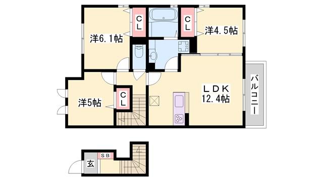 ブルージュ西蒲田(3LDK/2階)の間取り写真