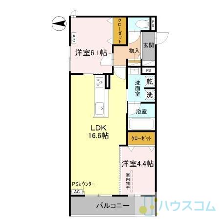 TORISIA千里丘Ⅲ(2LDK/2階)の間取り写真