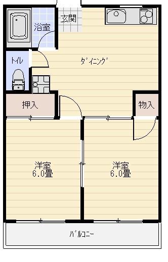 グリーンハイツ鍋掛(2DK/1階)の間取り写真