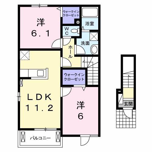 クラウド下市 C(2LDK/2階)の間取り写真