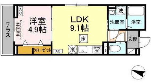 JR常磐線 金町駅 徒歩30分 3階建 新築(1LDK/1階)の間取り写真